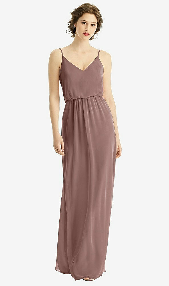 Front View - Sienna V-Neck Blouson Bodice Chiffon Maxi Dress