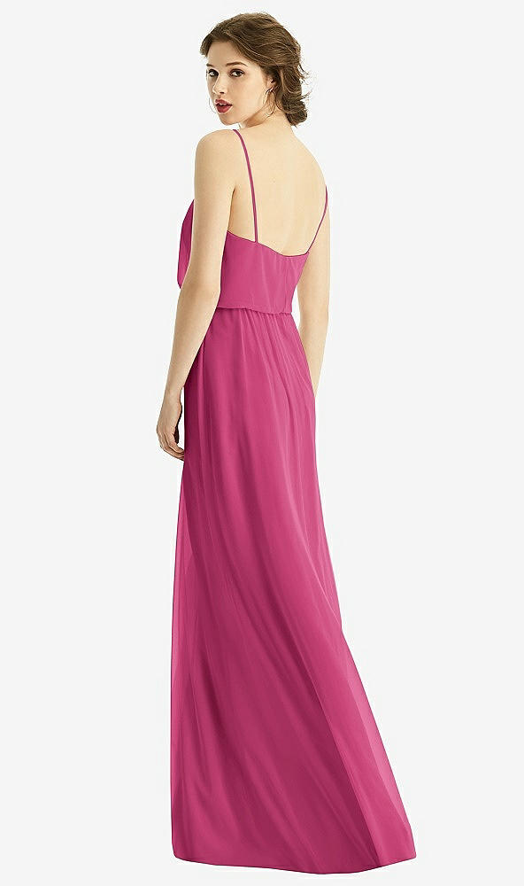 Back View - Tea Rose V-Neck Blouson Bodice Chiffon Maxi Dress