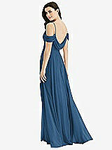 Front View Thumbnail - Dusk Blue Off-the-Shoulder Open Cowl-Back Maxi Dress