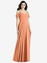 Rear View Thumbnail - Sweet Melon Off-the-Shoulder Open Cowl-Back Maxi Dress