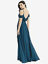 Front View Thumbnail - Atlantic Blue Off-the-Shoulder Open Cowl-Back Maxi Dress