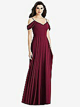 Rear View Thumbnail - Cabernet Off-the-Shoulder Open Cowl-Back Maxi Dress