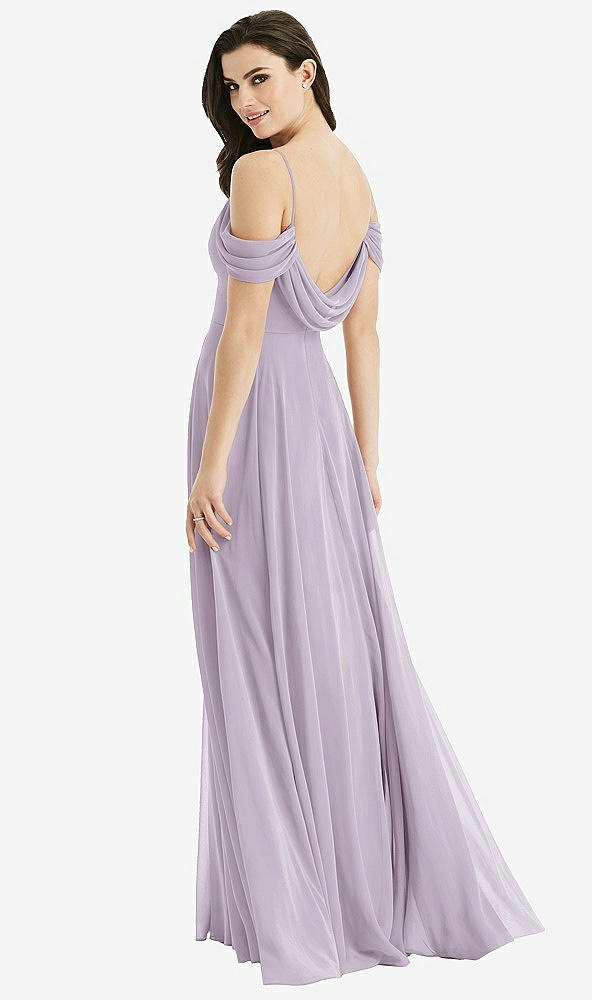 Front View - Lilac Haze Off-the-Shoulder Open Cowl-Back Maxi Dress