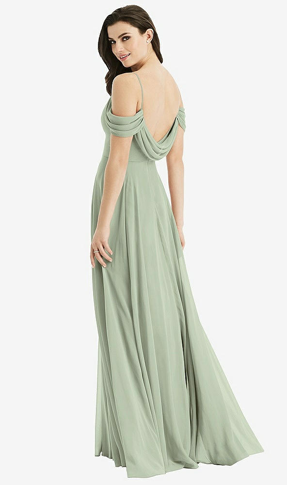 Front View - Sage Off-the-Shoulder Open Cowl-Back Maxi Dress