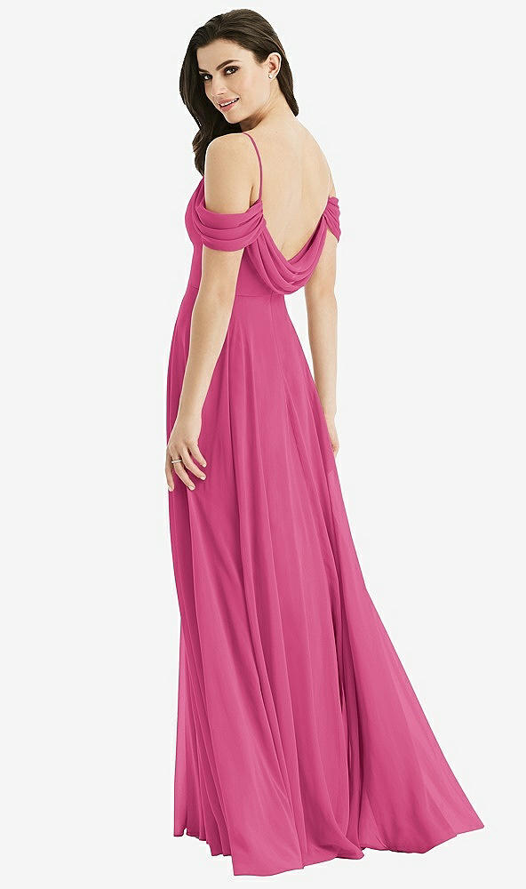 Front View - Tea Rose Off-the-Shoulder Open Cowl-Back Maxi Dress