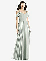 Rear View Thumbnail - Willow Green Off-the-Shoulder Open Cowl-Back Maxi Dress