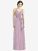 Front View Thumbnail - Suede Rose Draped Wrap Chiffon Maxi Dress with Sash