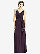 Front View Thumbnail - Aubergine Draped Wrap Chiffon Maxi Dress with Sash