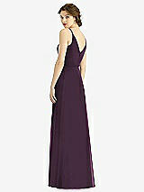 Rear View Thumbnail - Aubergine Draped Wrap Chiffon Maxi Dress with Sash