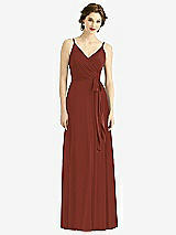 Front View Thumbnail - Auburn Moon Draped Wrap Chiffon Maxi Dress with Sash