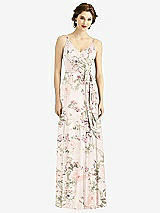 Front View Thumbnail - Blush Garden Draped Wrap Chiffon Maxi Dress with Sash