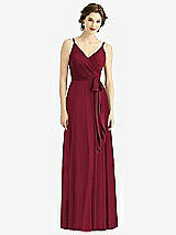 Front View Thumbnail - Burgundy Draped Wrap Chiffon Maxi Dress with Sash