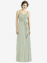 Front View Thumbnail - Celadon Draped Wrap Chiffon Maxi Dress with Sash