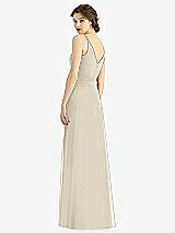 Rear View Thumbnail - Champagne Draped Wrap Chiffon Maxi Dress with Sash