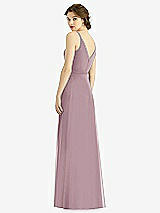 Rear View Thumbnail - Dusty Rose Draped Wrap Chiffon Maxi Dress with Sash