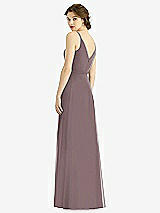 Rear View Thumbnail - French Truffle Draped Wrap Chiffon Maxi Dress with Sash