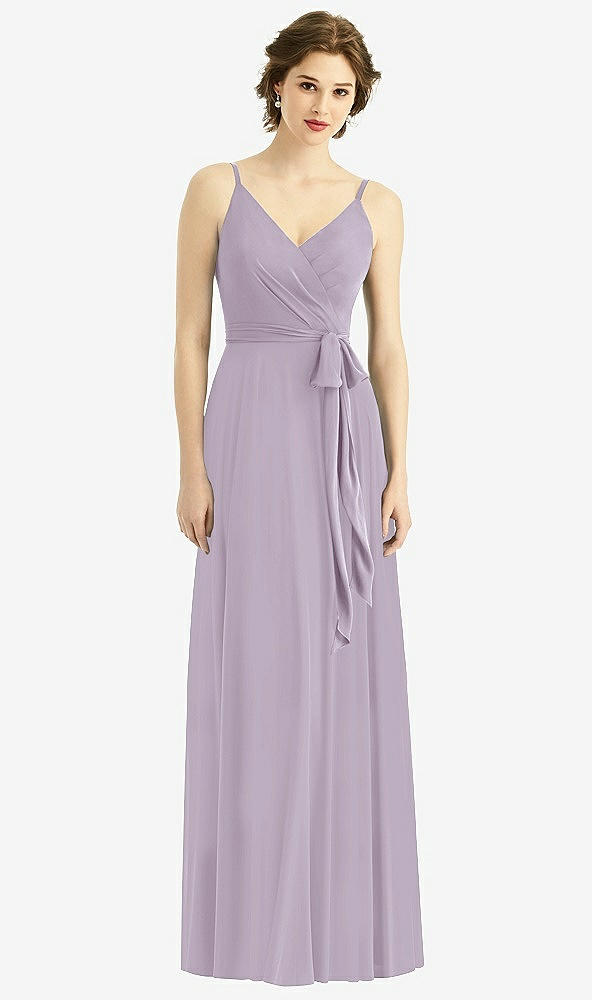 Front View - Lilac Haze Draped Wrap Chiffon Maxi Dress with Sash