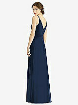 Rear View Thumbnail - Midnight Navy Draped Wrap Chiffon Maxi Dress with Sash