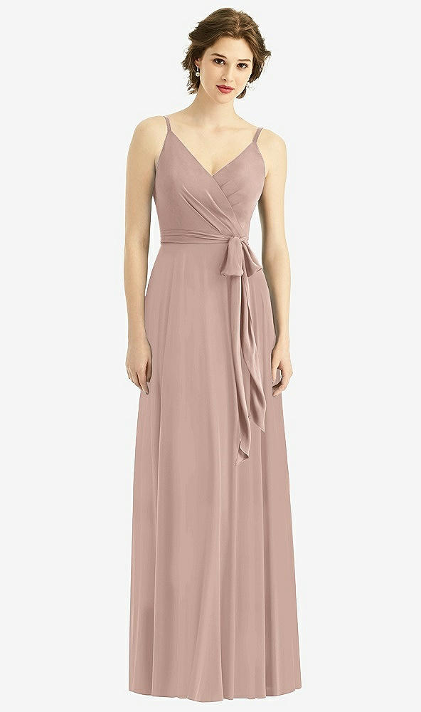 Front View - Neu Nude Draped Wrap Chiffon Maxi Dress with Sash