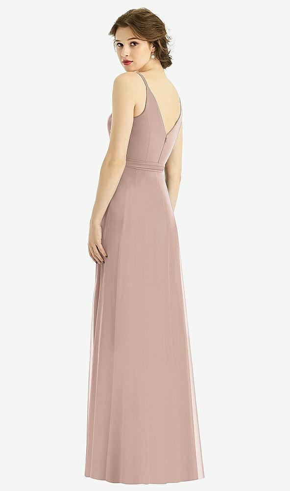 Back View - Neu Nude Draped Wrap Chiffon Maxi Dress with Sash