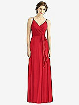 Front View Thumbnail - Parisian Red Draped Wrap Chiffon Maxi Dress with Sash