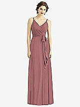 Front View Thumbnail - Rosewood Draped Wrap Chiffon Maxi Dress with Sash