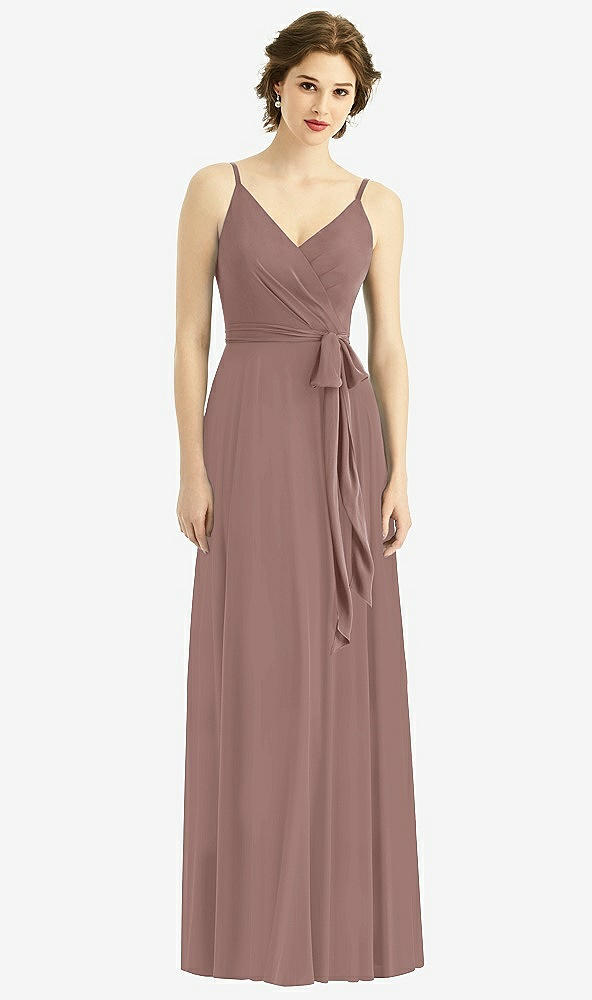 Front View - Sienna Draped Wrap Chiffon Maxi Dress with Sash