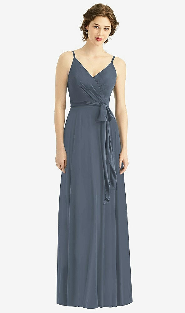 Front View - Silverstone Draped Wrap Chiffon Maxi Dress with Sash