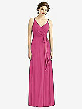 Front View Thumbnail - Tea Rose Draped Wrap Chiffon Maxi Dress with Sash