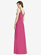 Rear View Thumbnail - Tea Rose Draped Wrap Chiffon Maxi Dress with Sash