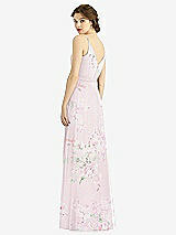 Rear View Thumbnail - Watercolor Print Draped Wrap Chiffon Maxi Dress with Sash