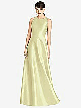 Front View Thumbnail - Butter Yellow Sleeveless Open-Back Satin A-Line Dress