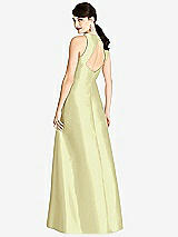 Rear View Thumbnail - Butter Yellow Sleeveless Open-Back Satin A-Line Dress