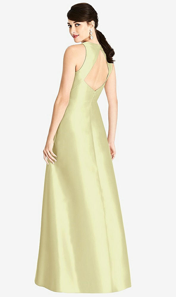 Back View - Butter Yellow Sleeveless Open-Back Satin A-Line Dress