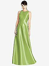 Front View Thumbnail - Mojito Sleeveless Open-Back Satin A-Line Dress