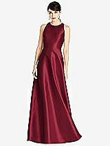 Front View Thumbnail - Burgundy Sleeveless Open-Back Satin A-Line Dress