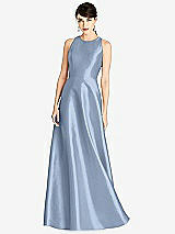 Front View Thumbnail - Cloudy Sleeveless Open-Back Satin A-Line Dress