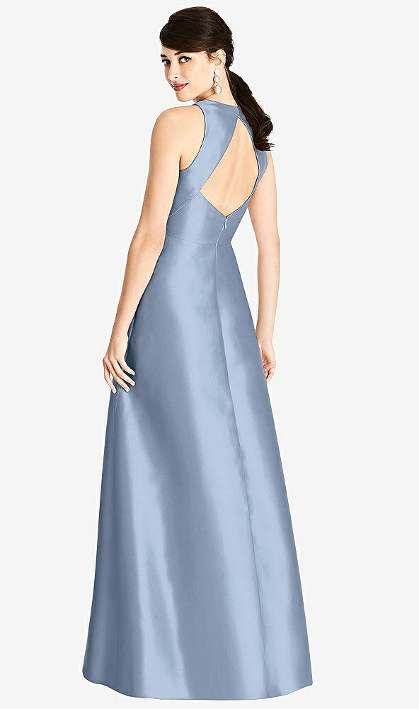 Back View - Cloudy Sleeveless Open-Back Satin A-Line Dress