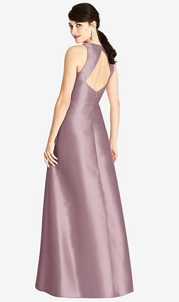 Back View - Dusty Rose Sleeveless Open-Back Satin A-Line Dress