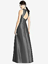 Rear View Thumbnail - Gunmetal Sleeveless Open-Back Satin A-Line Dress