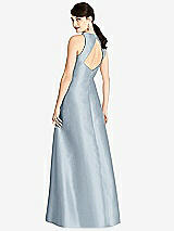 Rear View Thumbnail - Mist Sleeveless Open-Back Satin A-Line Dress