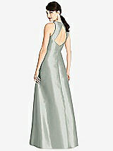 Rear View Thumbnail - Willow Green Sleeveless Open-Back Satin A-Line Dress