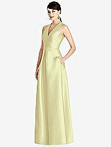 Front View Thumbnail - Butter Yellow Sleeveless Open-Back Pleated Skirt Dress with Pockets