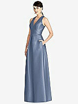 Front View Thumbnail - Larkspur Blue Sleeveless Open-Back Pleated Skirt Dress with Pockets