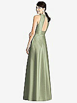 Rear View Thumbnail - Sage Sleeveless Open-Back Pleated Skirt Dress with Pockets