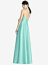 Rear View Thumbnail - Coastal V-Neck Full Skirt Satin Maxi Dress