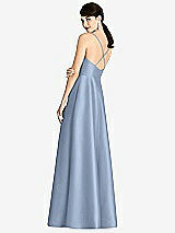 Rear View Thumbnail - Cloudy V-Neck Full Skirt Satin Maxi Dress