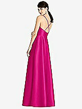 Rear View Thumbnail - Think Pink V-Neck Full Skirt Satin Maxi Dress