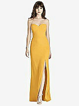 Front View Thumbnail - NYC Yellow Strapless Crepe Trumpet Gown with Front Slit