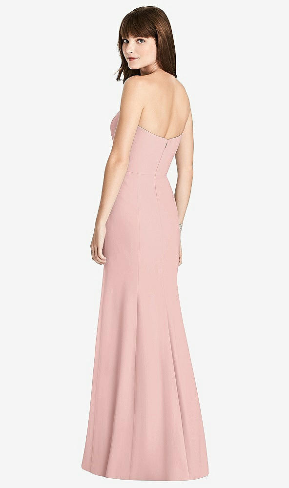 Back View - Rose - PANTONE Rose Quartz Strapless Crepe Trumpet Gown with Front Slit